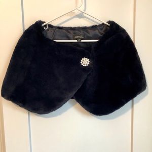 Navy Dark Blue Faux Fur Stole (Wrap/Shawl/Bolero)